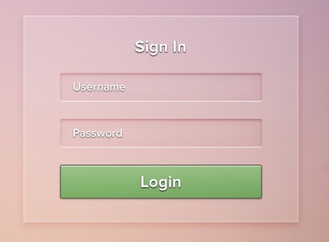 Simple and Semitransparent Login Form PSD Design