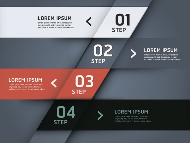 Stylish Infographic Origami Numeric Label Elements 01