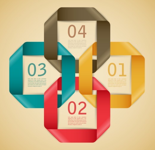 Stylish Infographic Origami Numeric Label Elements 04