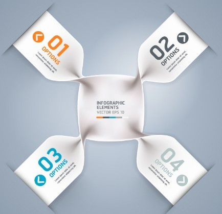 Stylish Infographic Origami Numeric Label Elements 07