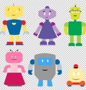 Vector Cute Cartoon Robots