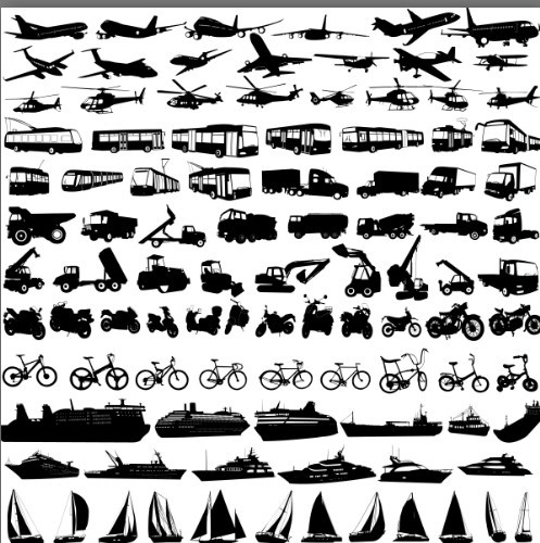 Vector Transportation Silhouettes Collection