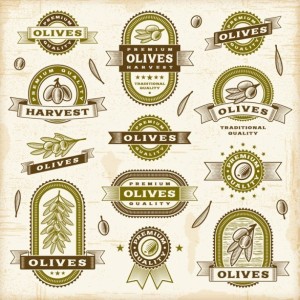 Vintage Premium Quality Olive Oil Label Stickers Vector