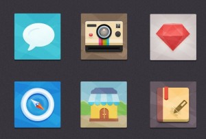 6 Flat and Colored App Icons PSD