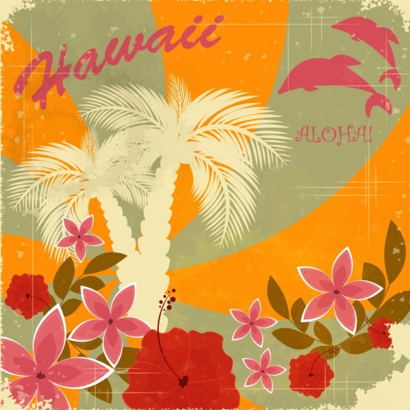 Retro Vintage Hawaii Tours Label Sticker