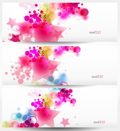 Vector Colorful Spring Banners with Splash Star Backgrounds