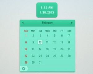 Flat Green Calendar and Clock PSD