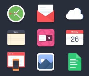 Flat and Colored App Icon Set PSD