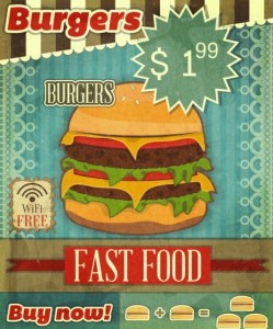 Retro Vintage Burger Shop Poster Vector