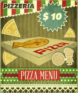 Retro Vintage Pizzeria Pizza Menu Poster Vector