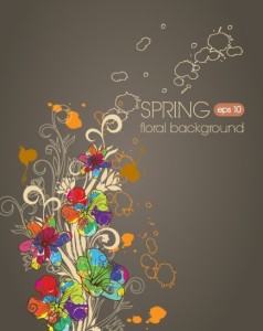 Hand Drawn Colorful Spring Flower Background Vector 02