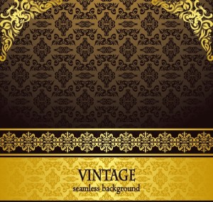 Vintage Golden Floral Pattern Background Vector 03