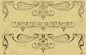 Vintage Line Art Floral Borders Vector 02