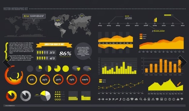 Dark Vector Infographic Elements Kit