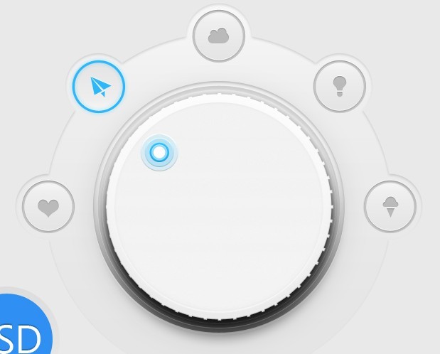 Knob Like Navigation Menu Interface PSD