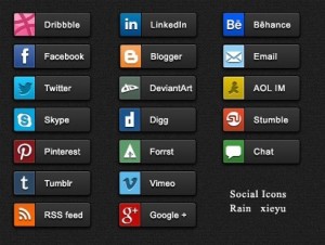 Dark Social Media Share Buttons PSD