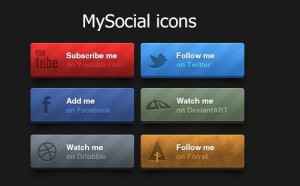 Elegant Social Follow Us Buttons PSD