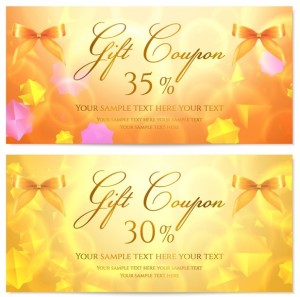 Golden Gift Coupon Cards Vector 01