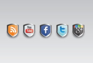 Metal Shield Up Social Media Icons PSD