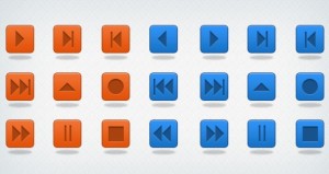 Orange and Blue Media Control Buttons PSD