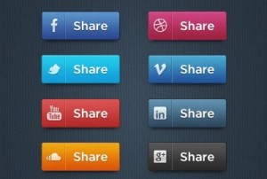 Simple and Clean Social Share Buttons PSD