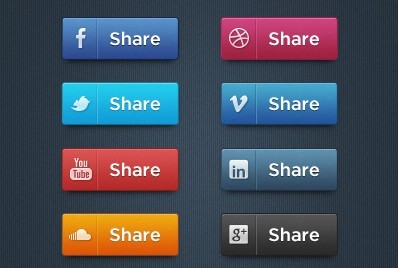 Simple and Clean Social Share Buttons PSD