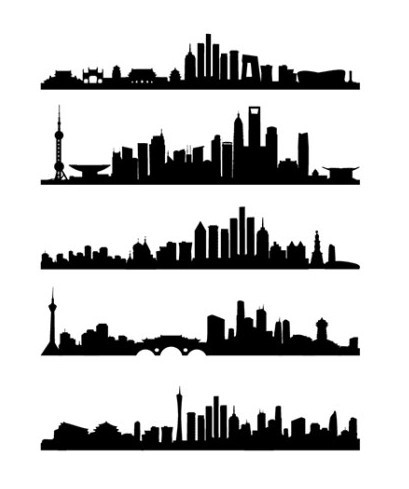 5 Modern City Vector Silhouettes