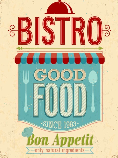 Retro Good Food Promotional Poster Vector