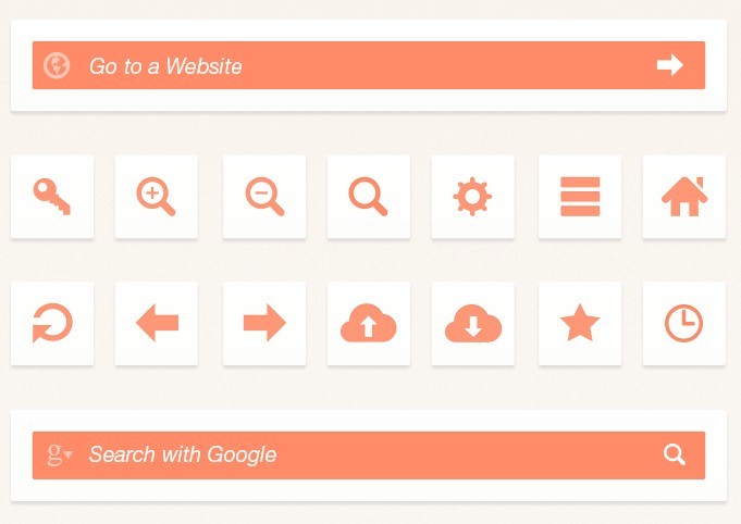 Orange Web Browser UI Elements PSD