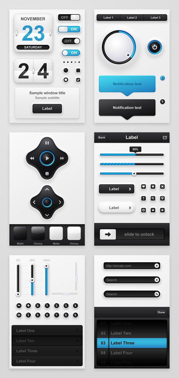 Elegant Blue and Black Mobile App UI Kit