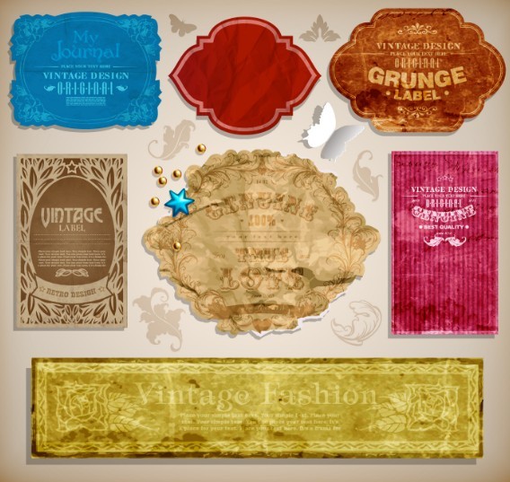 High Quality Vintage Retro Vector Label Set 01