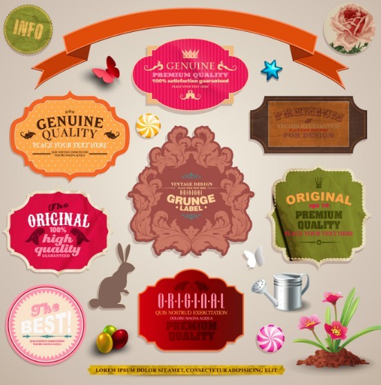 High Quality Vintage Retro Vector Label Set 02