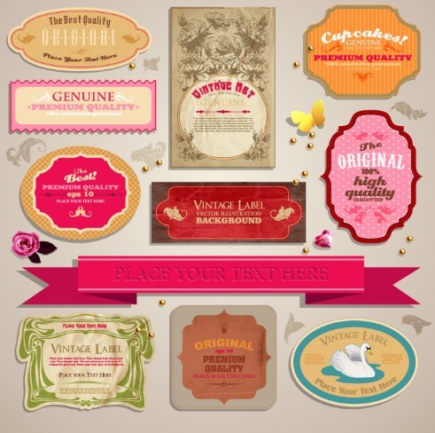 High Quality Vintage Retro Vector Label Set 03