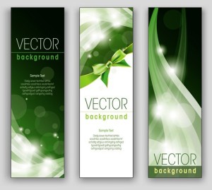 3 Blue and Vertical Banners with Beautiful Backgrounds Vector