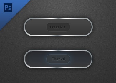 Dark Press Me Buttons with Metal Borders PSD