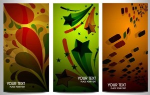 Set of Vector Elegant Vertical Banners with Colorful Backgrounds 01