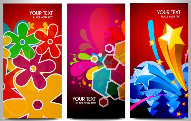 Set of Vector Elegant Vertical Banners with Colorful Backgrounds 02