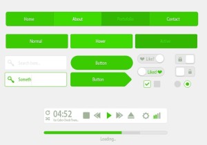 Tiny and Green Flat UI Kit PSD