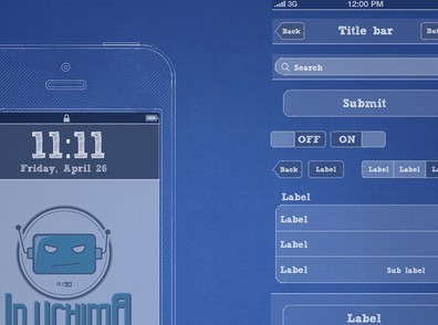 iPhone Blueprint Wireframe Kit PSD