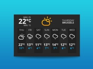 Flat Dark Weather Widget UI PSD