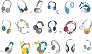 Set Of Colorful Headset Vector Icons