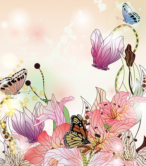 Download Free Classical Watercolor Painting Flower and Butterfly ...