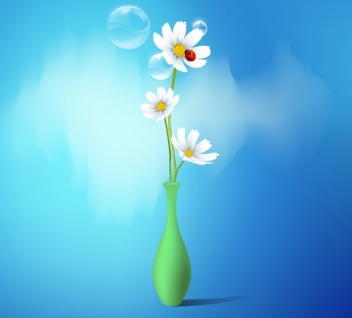 Clean Vector Flower and Vase Illustration