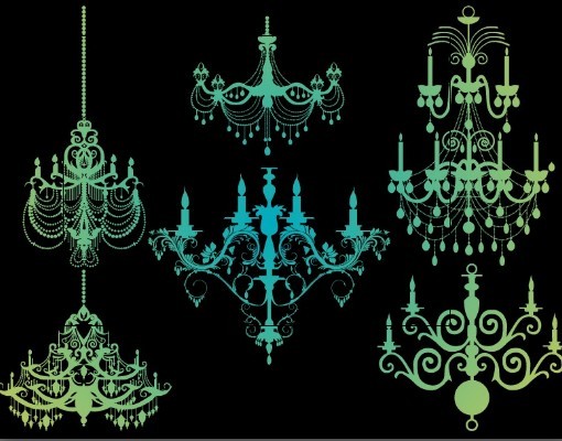 European Crystal Chandelier Vector Silhouettes