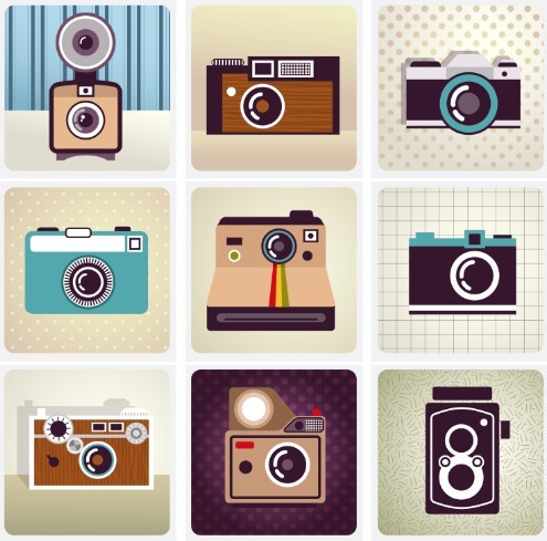 Vector Flat Old Camera Design Elements 04