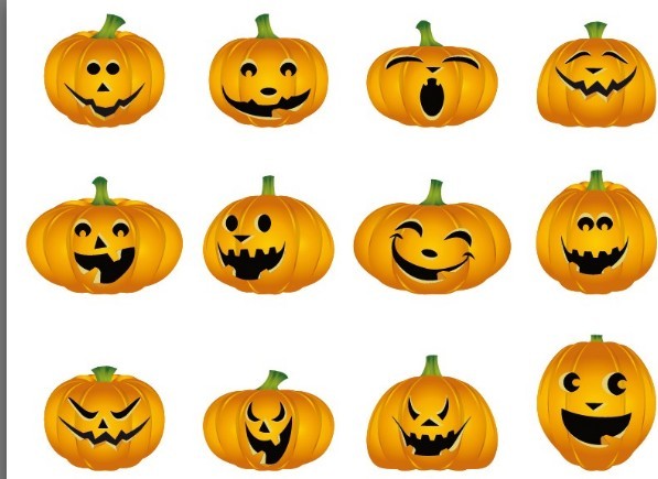 Vector Halloween Pumpkin Emotion Icons