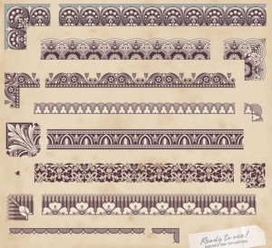 Vector Vintage Floral Border and Corner Design Elements 03