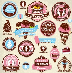 Retro Ice Cream Promotions Labels Vector