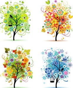 Clean Four Seasons Trees Vector 02