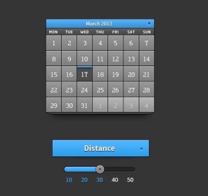 Fresh PSD Calendar with Distance Slider